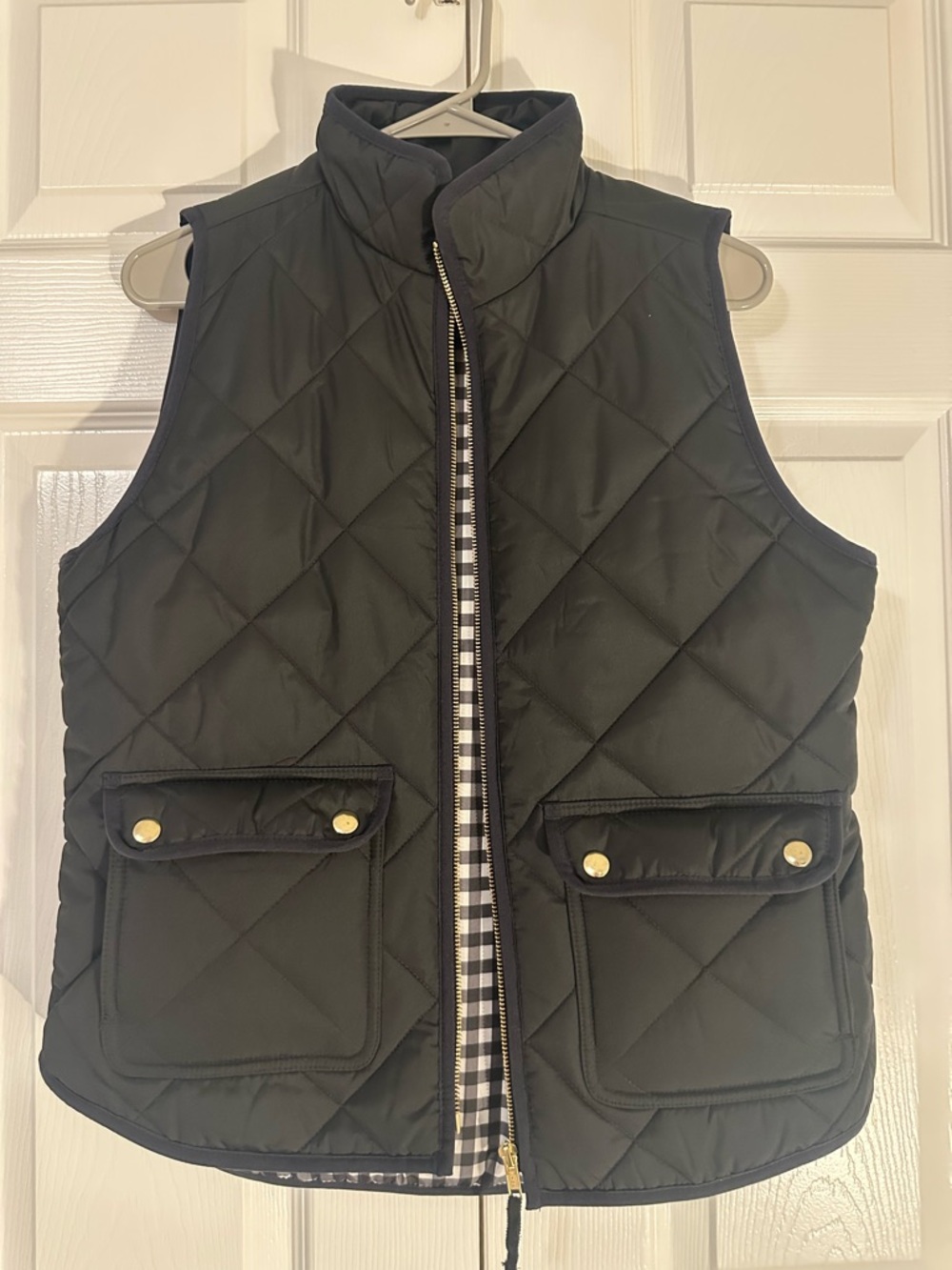 J. Crew Black and White Gingham-Lined Vest